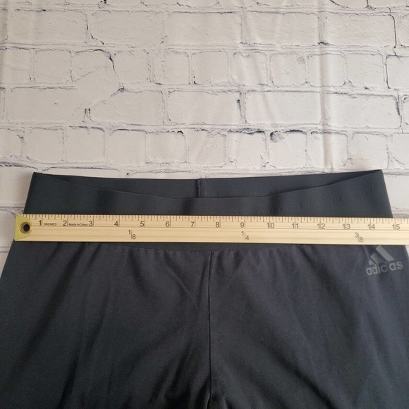 Adidas Large‎ Leggings Black Mid-Rise Yoga Stretch Workout Ankle Logo Athletic - Picture 5 of 7